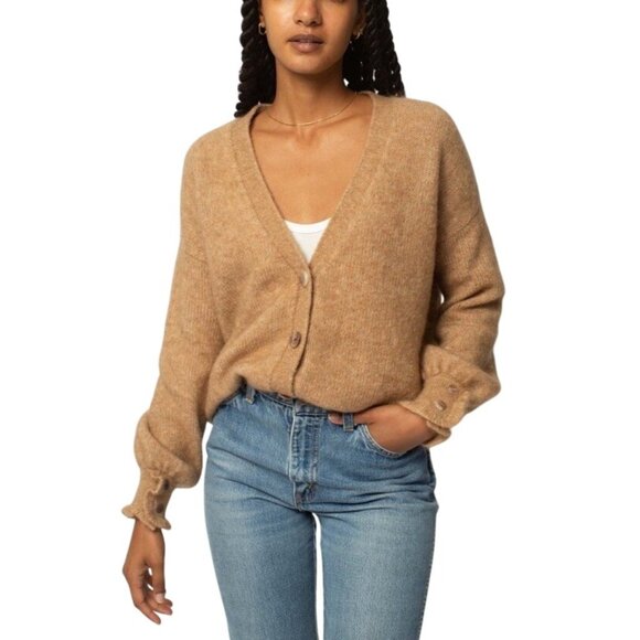 La Maille Sezane WoolMohair Light Brown Cardigan Women's Size Small